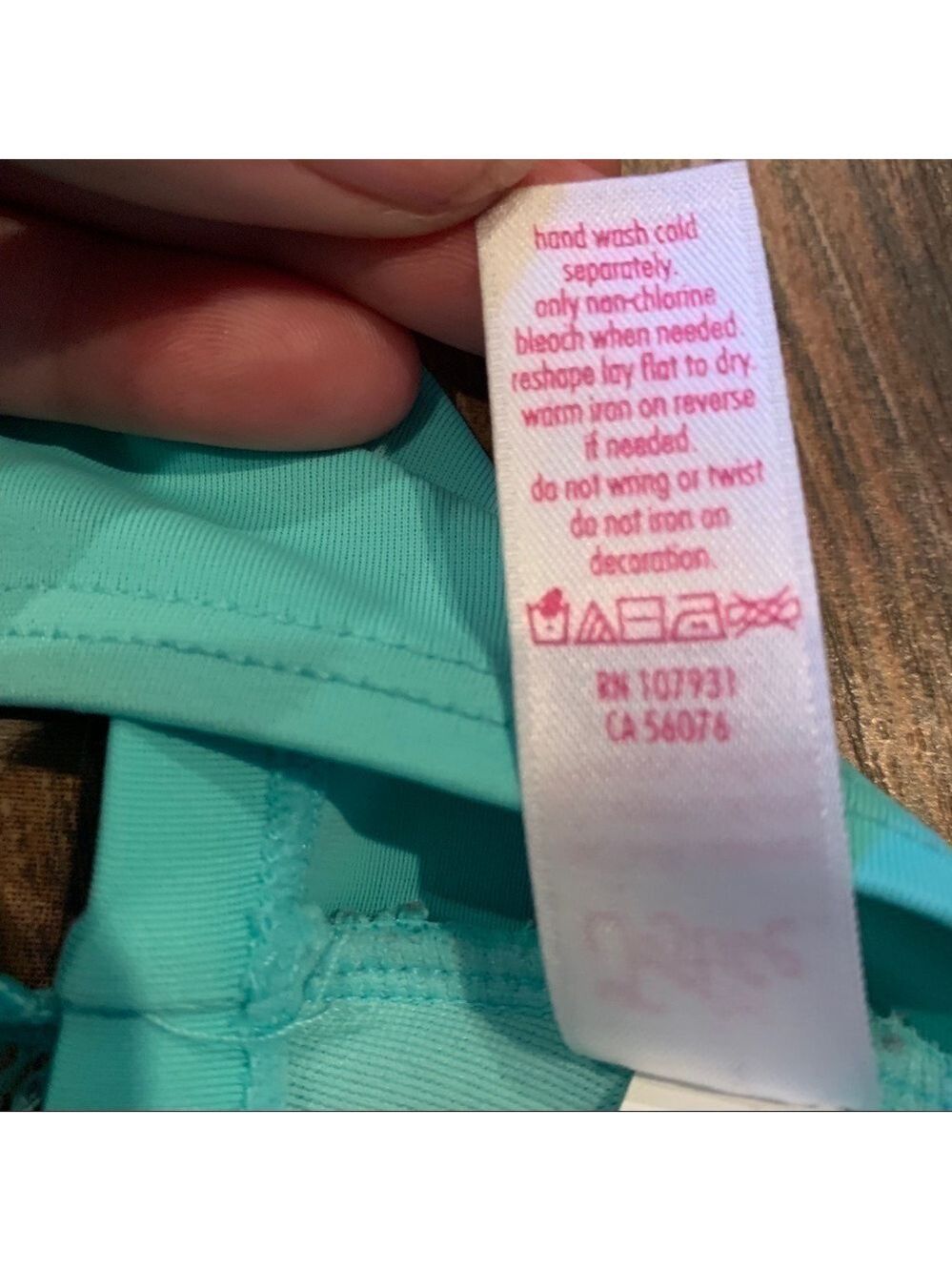 JUSTICE Teal Crochet Bikini Top size 16 - Picture 5 of 5